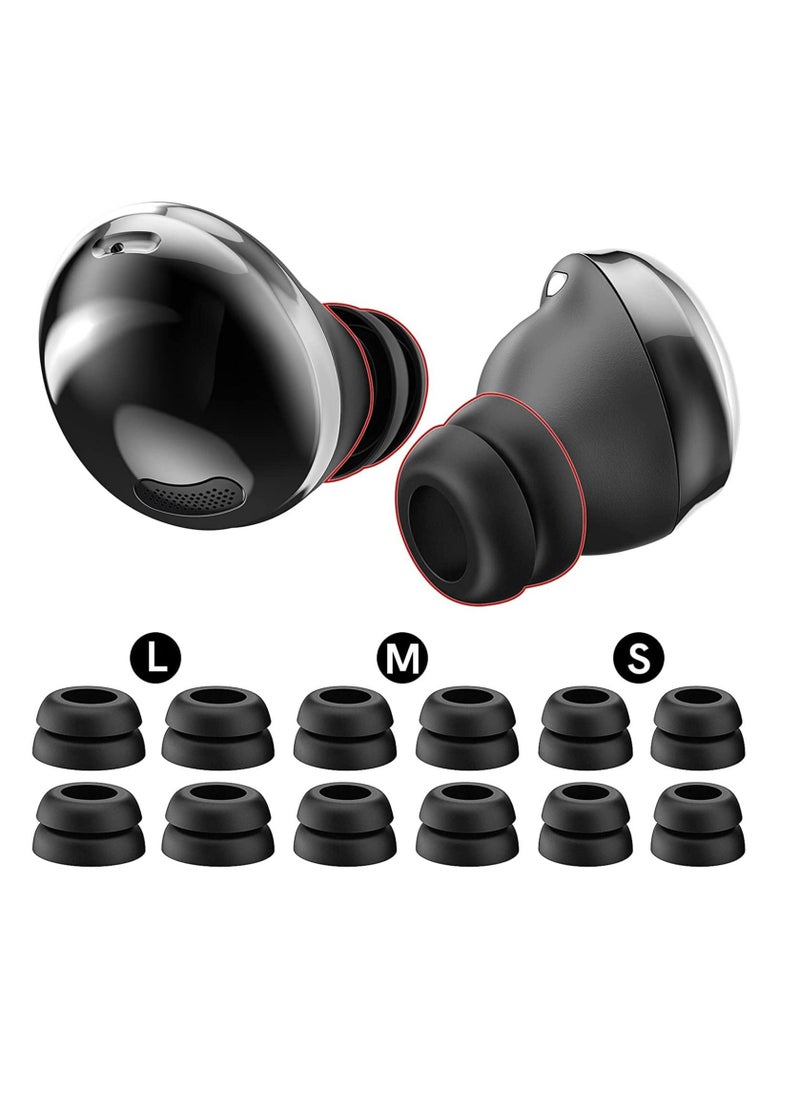 SYOSI Ear Tips for Galaxy Buds Pro 6 Pairs Double Silicone Eartips Earbuds Earplug Replacement Accessories Compatible with for Samsung Galaxy Bus Pro 2021 S M L Size 6 Pairs Black  - Image 1