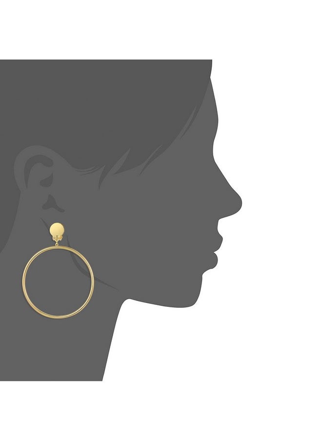 BIRSTONE Women Clip On 2 Inch Large Big Hoop Minimalist Earrings (Gold)  - Image 2