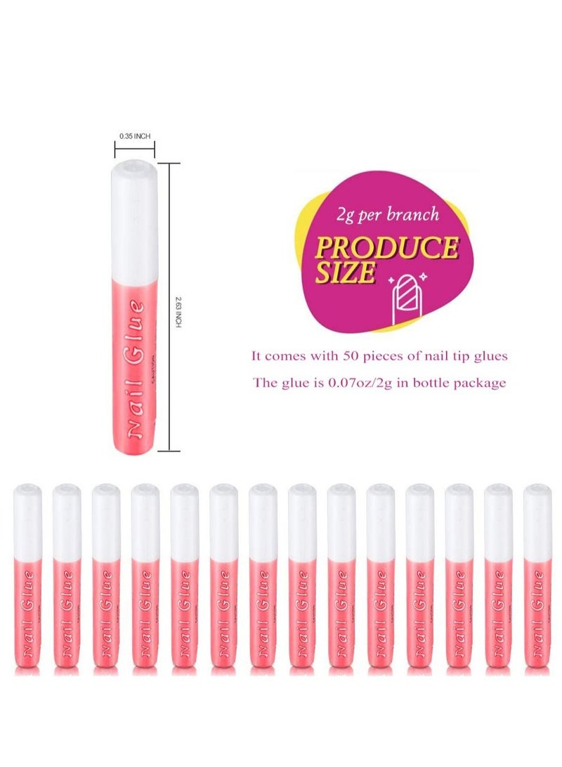 SYOSI 50 Pcs Nail Glue Nail Tips Adhesive Super Long Lasting Nail Glue for DIY Nail Art Adhesive Bond for Acrylic Nails Adhesive Nail Glue for False Nail Tips 2g Each - Image 2