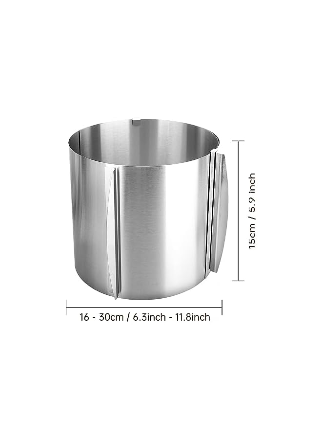 S-TOP Cake Ring Adjustable 16 to 30cm ‎ Telescopic Mousse Ring Mousse Round Mold Metal Cooking Rings Stable Stainless Steel Baking Ring, Leak Proof, Cake Mold with Precise Scaling Inside, Height 15 cm | Cooking Rings for Mousse Cake Dessert Pastry Leak Proof Frost Form Cake Kit - Image 2