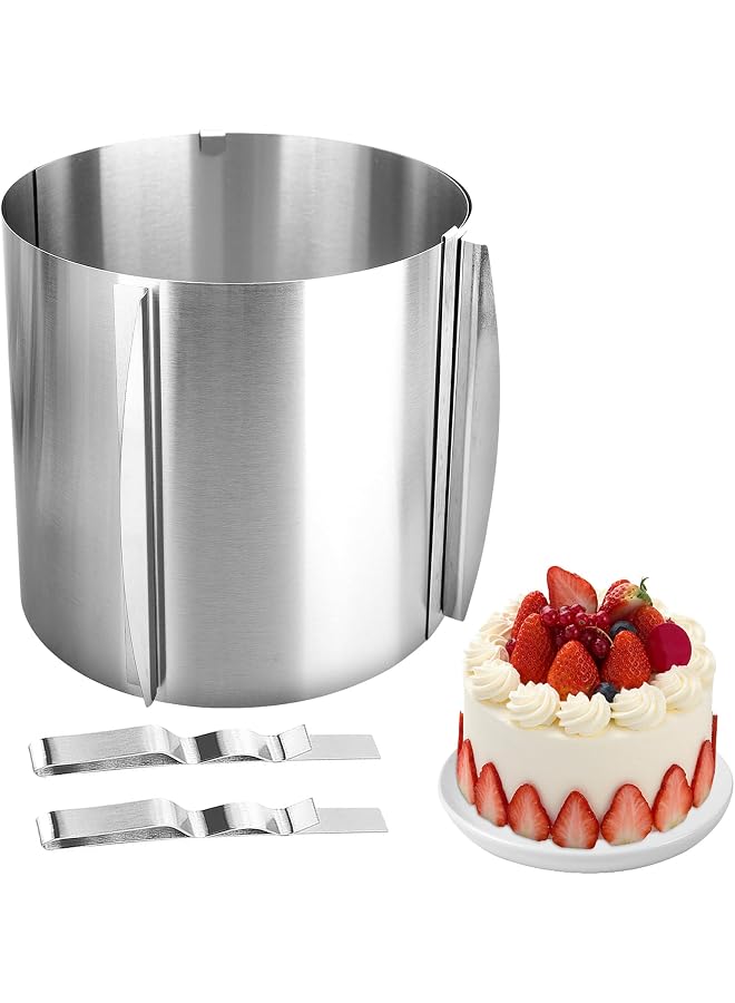 S-TOP Cake Ring Adjustable 16 to 30cm ‎ Telescopic Mousse Ring Mousse Round Mold Metal Cooking Rings Stable Stainless Steel Baking Ring, Leak Proof, Cake Mold with Precise Scaling Inside, Height 15 cm | Cooking Rings for Mousse Cake Dessert Pastry Leak Proof Frost Form Cake Kit - Image 1