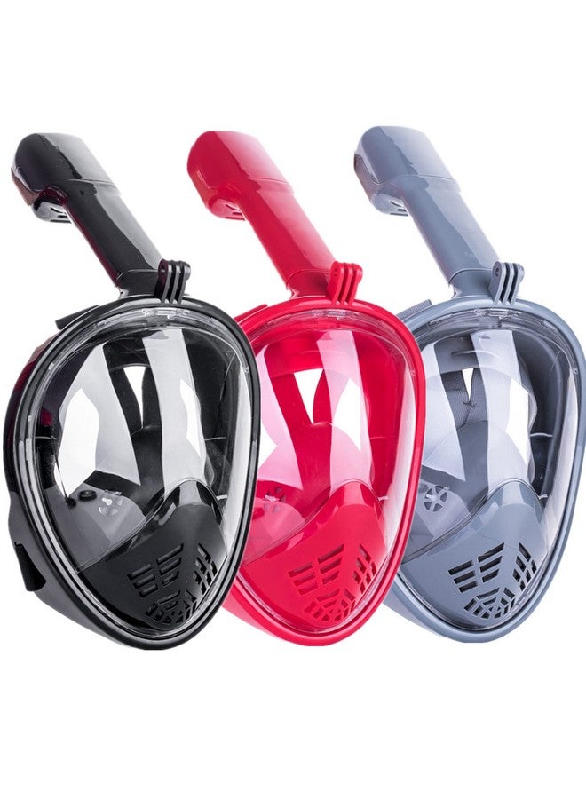 VBM Full Face Snorkeling Mask Diving Gear - Latest Dry Top System,180 Degree Panoramic View Snorkeling Mask with Camera Mount,Safe Breathing,Anti-Leak Anti-Fog-Swim Fins (Gray - S/M) - Image 2