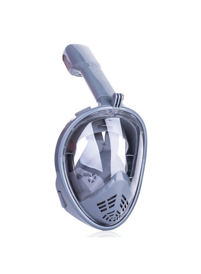 VBM Full Face Snorkeling Mask Diving Gear - Latest Dry Top System,180 Degree Panoramic View Snorkeling Mask with Camera Mount,Safe Breathing,Anti-Leak Anti-Fog-Swim Fins (Gray - S/M) - Image 1