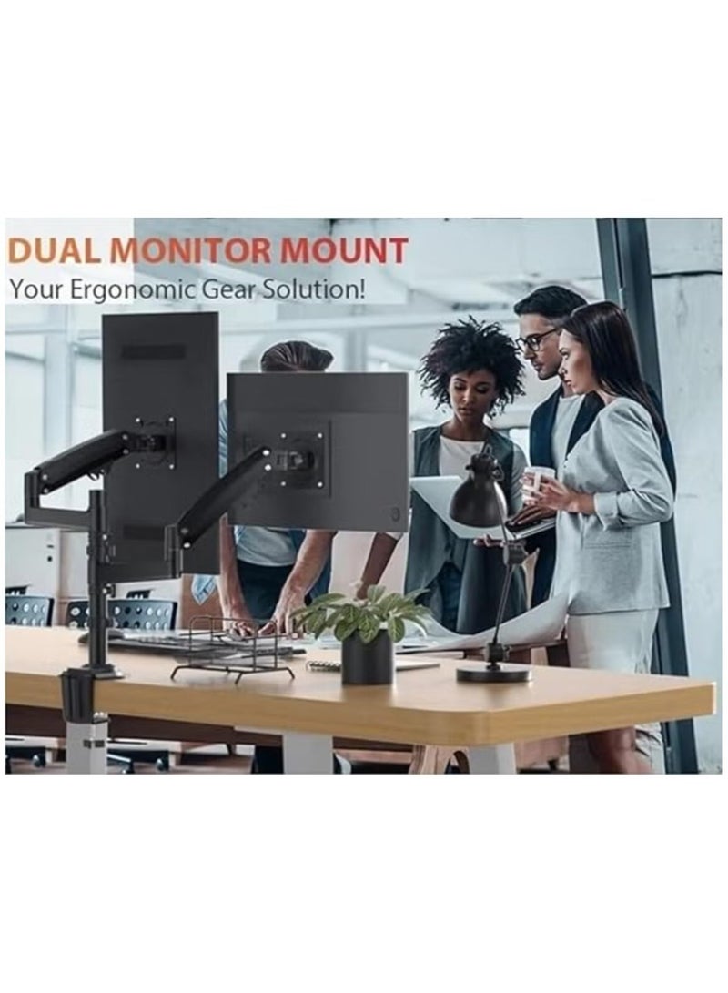 NB Dual Screen Desktop Mount for 22" - 32" Monitors - Adjustable Monitor Arm in Black, VESA Compatible, Tilt, Swivel & Rotate Function for Ergonomic Viewing, Desk Clamp/Wall Mount Options, Heavy-Duty Design - Image 5