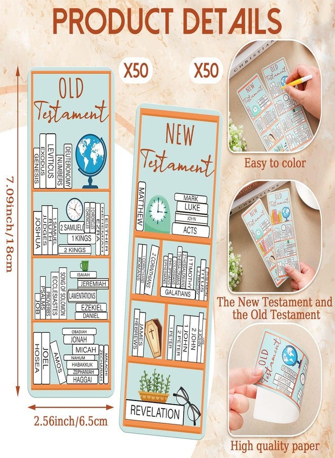 Fuyoooo 100 Pcs Books of the Bible Bookmarks Bible Book Tracker Old and New Testament Reading Page Markers Christian Scripture Study Supplies for Women Men - Image 2