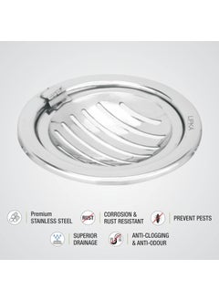 Lipka LIPKA Pack of 2 Eon Round with Classic Jali Floor Drain Premium Stainless Steel 5 x 5 Inches with Hinge  - Image 3