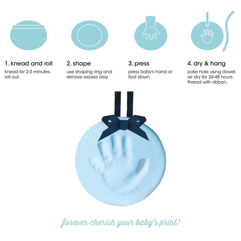 Pearhead Babyprints Baby's First Handprint or Footprint Ornament Kit, Easy No-Bake DIY Clay Impression, Christmas Baby Keepsake Gift, Blue - Image 2
