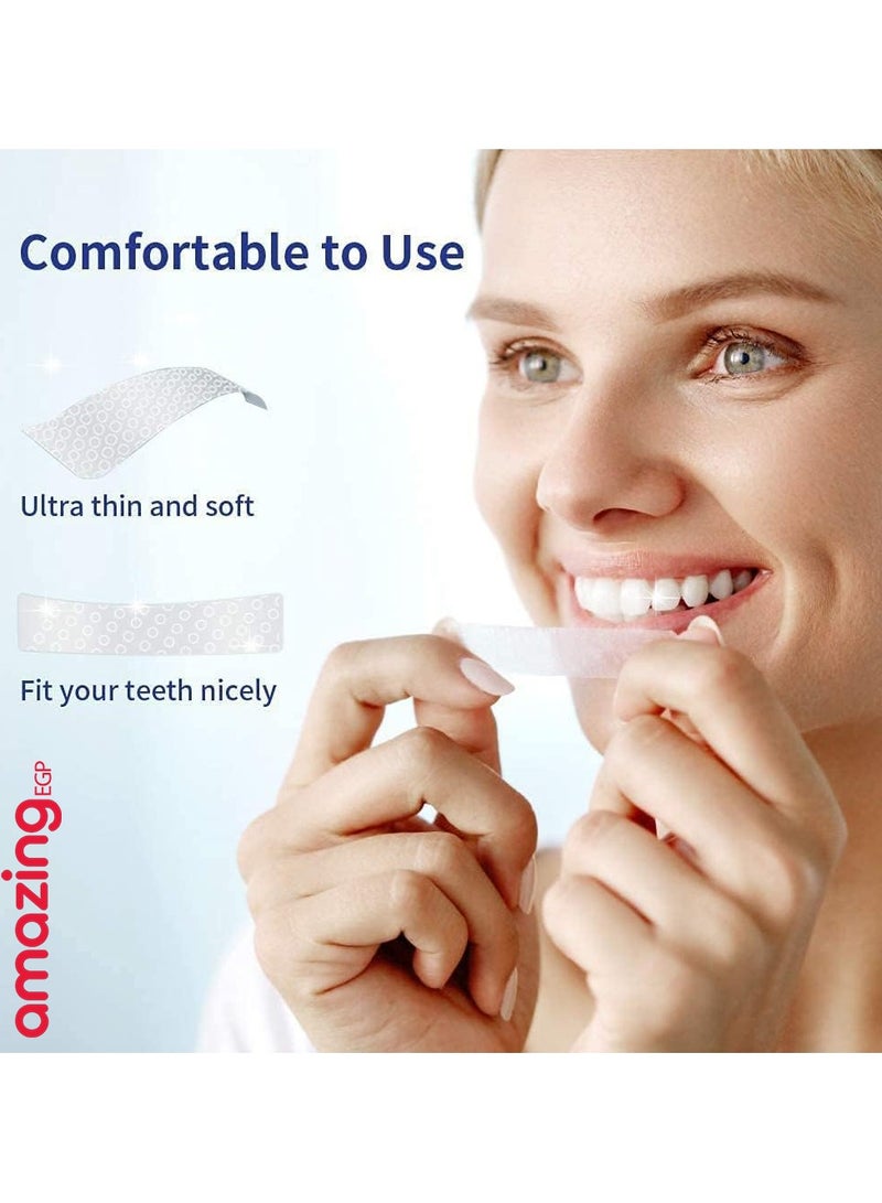 5دي شرائط تبييض الأسنان، 7 قطع شرائط تبييض للأسنان الحساسة، شرائط تبييض فعالة وآمنة لتقليل الحساسية، تساعد على إزالة بقع الت.دخين/القهوة/الصودا/النبيذ (14 معالجة) - Image 3