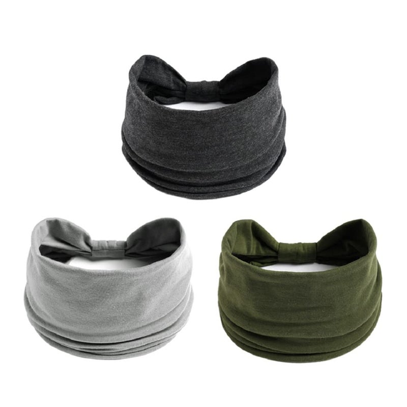 K-Elewon 3 Pack Women Wide Elastic Head Wrap Headband Sports yoga Hair Band (3 Pack(A27)) - Image 3