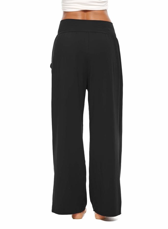 ZJCT Womens Yoga Pants with Pockets Sweatpants Comfy Loose Lounge Workout Pajama Jogger Pants Black L - Image 3
