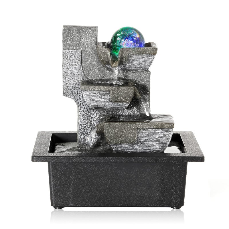 Dyna-Living DynaLiving Water Fountains Indoor Desktop Fountain Relaxation Waterfall Indoor Portable Feng Shui Fountain with LED Light Home Decoration 