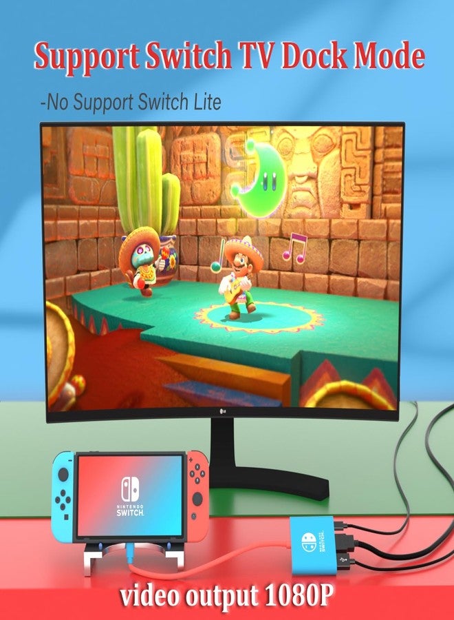 pdobq Switch Dock for Nintendo Switch Tv Adapter Portable Switch Docking Station, Switch TV Adapter Compatible Steam Deck/Switch OLED, USB C to HDMI Adapters Support 4K/1080P Switch TV Dock Mode - Image 2