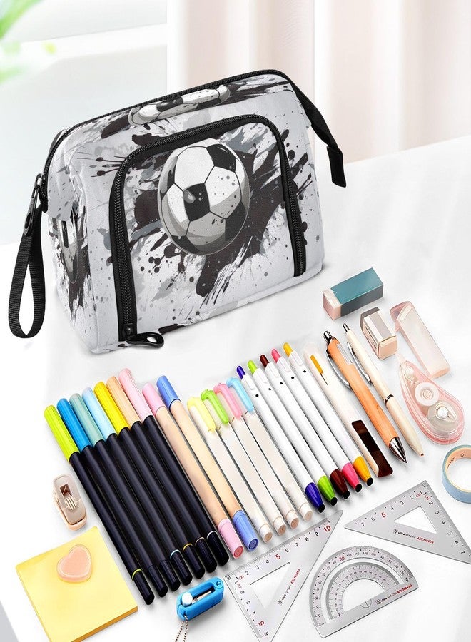 KOPIRIT Soccer Pencil Case Pouch Big Capacity Pencil Bag Box Organizer Pen Case with Handle Stationery Organizer for Kids Boys Girls Women College Office - Image 5