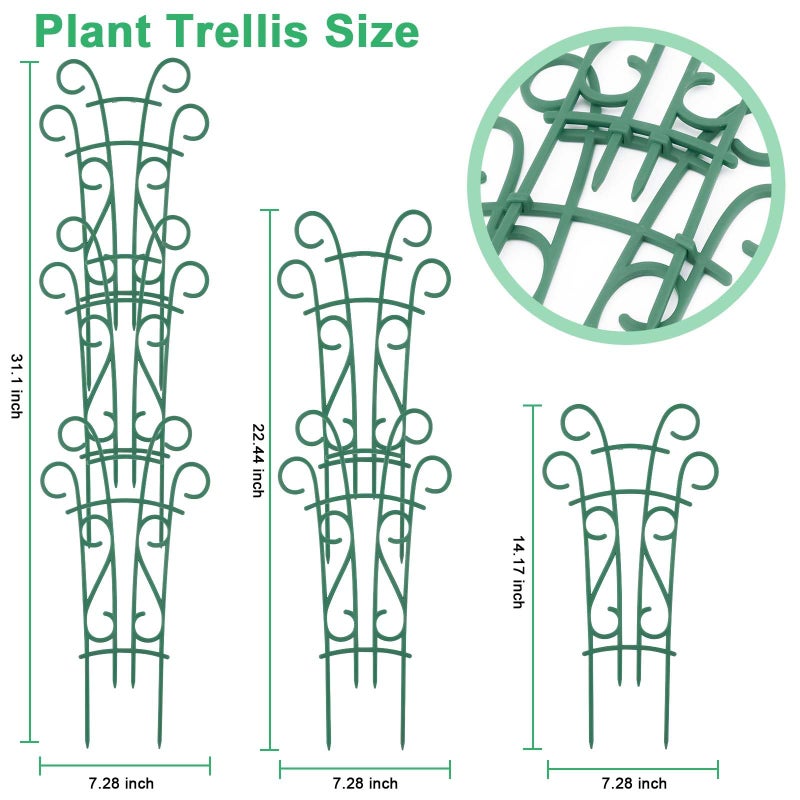 Qaobo Plant Trellis for Potted Plants 12 Pack Stackable Indoor Outdoor Climbing Houseplant Support with Garden Wire for Pothos Hoya Ivy Flower - Image 2