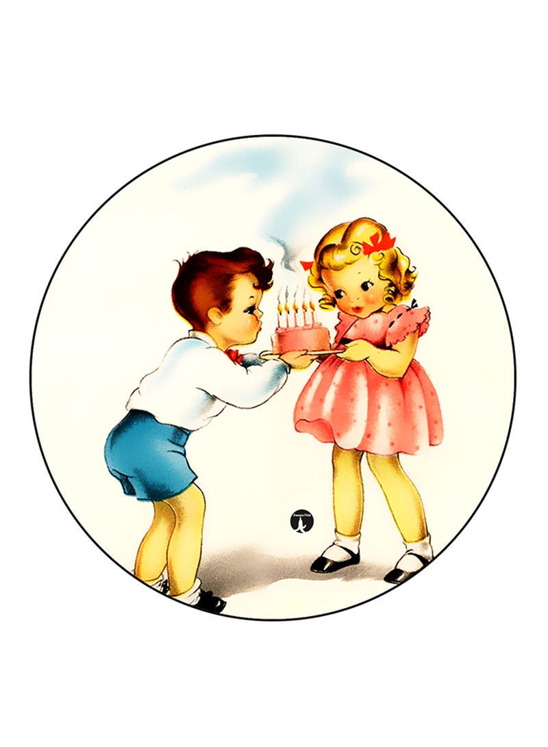 RKN Boy And A Girl Printed Mouse Pad  Round  Multicolour