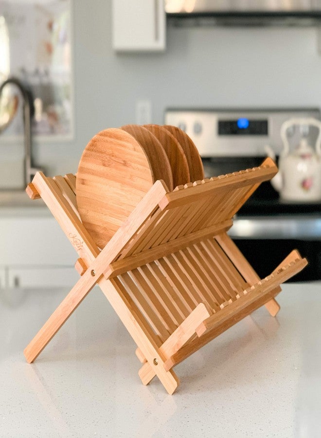 Kozy Kitchen رف تجفيف الأطباق من كوزي كيتشن، رف أطباق من الخيزران، رف أطباق قابل للطي، رف تجفيف أطباق خشبي مصنوع من الخيزران الطبيعي 100% (خيزران طبيعي - قابل للطي) - Image 4