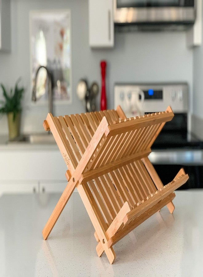 Kozy Kitchen رف تجفيف الأطباق من كوزي كيتشن، رف أطباق من الخيزران، رف أطباق قابل للطي، رف تجفيف أطباق خشبي مصنوع من الخيزران الطبيعي 100% (خيزران طبيعي - قابل للطي) - Image 1