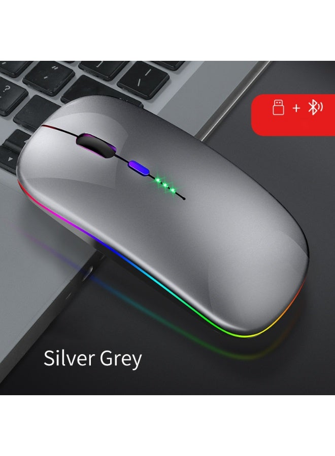 ماوس بلوتوث لاسلكي ، بلوتوث + 2.4GHz USB لاسلكي ، ماوس بلوتوث لاسلكي صامت قابل لإعادة الشحن من النوع C لأجهزة الكمبيوتر الشخصية ، أجهزة الكمبيوتر المحمولة ، الأجهزة اللوحية ، الهواتف الخلوية ، 3 DPI قابلة للتعديل مسبقاً مع أضواء RGB - Image 1