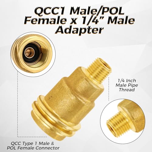 ETERMETA QCC1 Nut Propane Gas Fitting Hose Adapter with 1/4" Male Pipe Thread, 1/4 In. x 1/4 In. Npt Female Coupler, 3/8" Flare x 1/4" Male Pipe, 3 Pack QCC1 Nut Propane Tank Cylinder Adapter with Wrench - Image 3