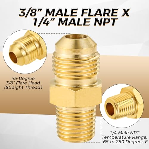 ETERMETA QCC1 Nut Propane Gas Fitting Hose Adapter with 1/4" Male Pipe Thread, 1/4 In. x 1/4 In. Npt Female Coupler, 3/8" Flare x 1/4" Male Pipe, 3 Pack QCC1 Nut Propane Tank Cylinder Adapter with Wrench - Image 4