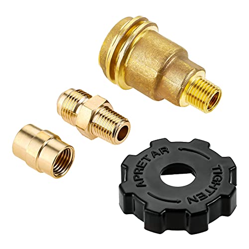 ETERMETA QCC1 Nut Propane Gas Fitting Hose Adapter with 1/4" Male Pipe Thread, 1/4 In. x 1/4 In. Npt Female Coupler, 3/8" Flare x 1/4" Male Pipe, 3 Pack QCC1 Nut Propane Tank Cylinder Adapter with Wrench - Image 1