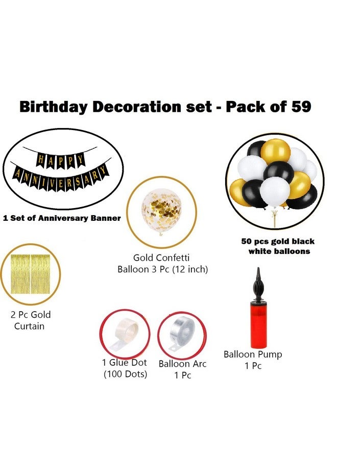 هونج كونج بالونز مجموعة ديكورات قوس البالونات من HK Balloons مكونة من 59 قطعة لتزيين الذكرى السنوية السعيدة مع ستارة بالونات القصاصات لتزيين الذكرى السنوية للزفاف، متعددة الألوان - Image 2
