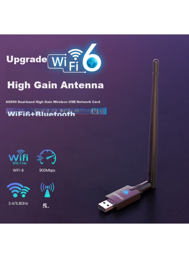 Edup Ax900 Usb Wireless Network Adapter, Wifi 6 Dual-band 5g Bluetooth 5.3 Two-in, Win10/11 Desktop Laptop Wifi Receiver, External Antenna, Ep-ax900 - Image 1
