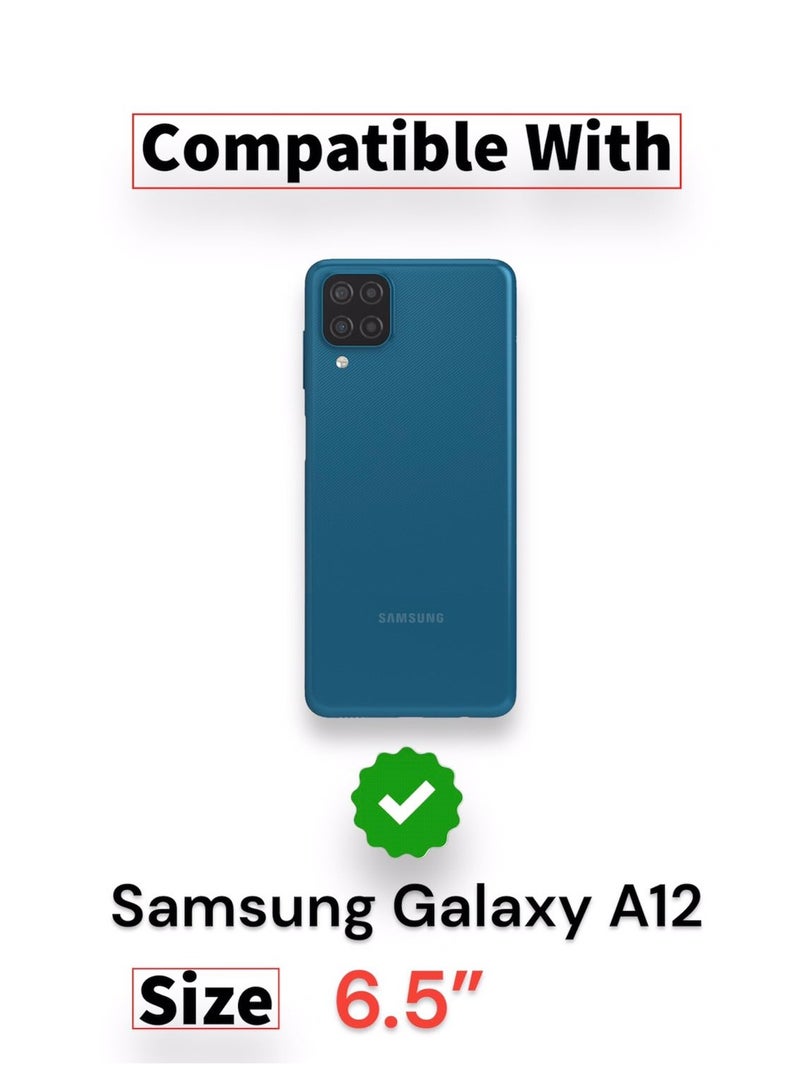 For Samsung Galaxy A12 Clear View Flip Case , Without Sensor , Stand Watching Position , Mirror Full Protection Cover Compatible With Samsung Galaxy A12 (6.5') (Gold) - Image 2