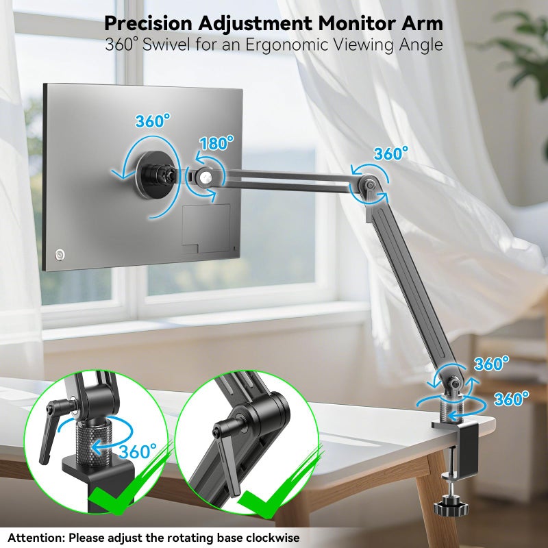 Jakeko Strong Magnetic Portable Monitor Desk Clamp - 75mm VESA Mount 4.7" 12.9" 15.6" 16" 17.3" 18.5 inch 360Â° Rotate Base Tablet Holder Arm JK07B1 - Image 4
