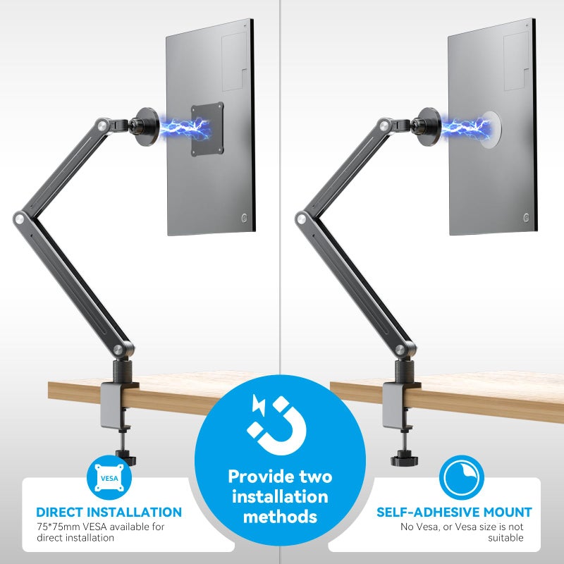 Jakeko Strong Magnetic Portable Monitor Desk Clamp - 75mm VESA Mount 4.7" 12.9" 15.6" 16" 17.3" 18.5 inch 360Â° Rotate Base Tablet Holder Arm JK07B1 - Image 5
