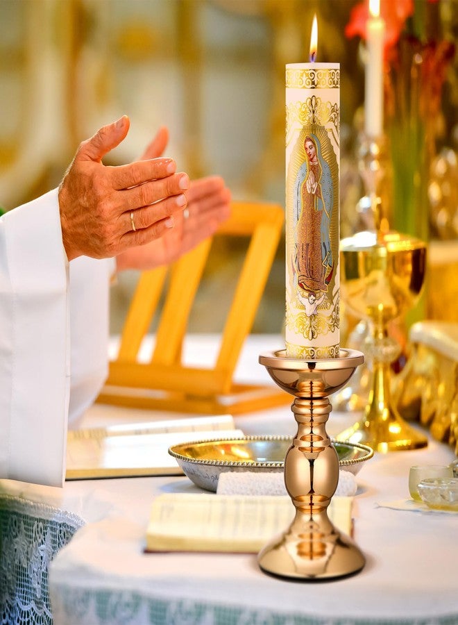 Threlaco Cirios Pascual Catolico Paschal Candle with Holder Catholic First Communion Baptism Gift Virgen De Guadalupe Cross Prayer Candle Decoration for Catholic First Communion Church Supplies(Guadalupe) - Image 4