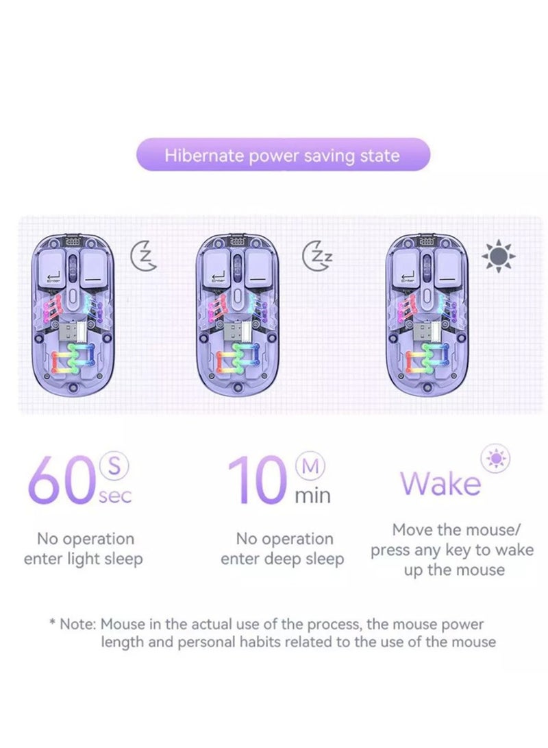 Forev Transparent Wireless Dual-Mode RGB Bluetooth Mouse Ergonomic Universal Hots Adjustable to 1600dpi / FV-T7 white - Image 3