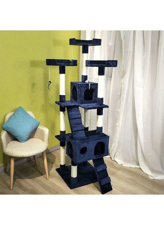 Multi-Level Cat Tree Height Activity Cat Tower Furniture For Large Small Cat 50x50x170 Cm Blue