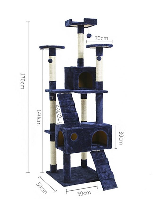 Multi-Level Cat Tree Height Activity Cat Tower Furniture For Large Small Cat 50x50x170 Cm Blue