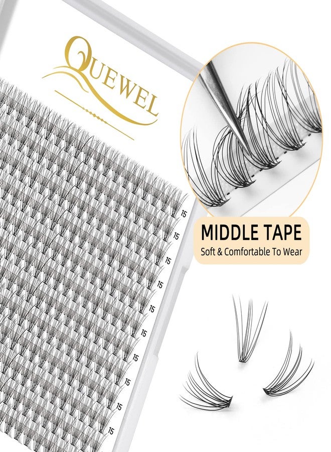 QUEWEL Cluster Lashes 240Pcs Individual Lashes 10D 0.10D Curl 15mm Knot-Free Lash Extensions Clusters Lashes Soft&Natural False Eyelashes Individual DIY Eyelash Extension at Home(10D 0.10D 15) - Image 3