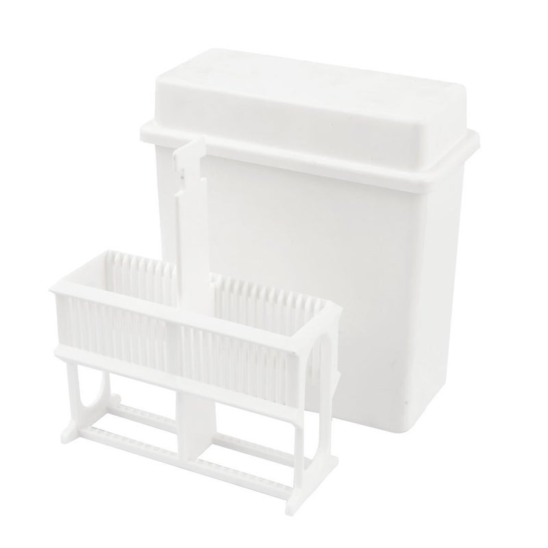 uxcell A14031200ux0237 Plastic Covered 24 Slots Staining Jar Rack White for Microscope Slides - Image 2