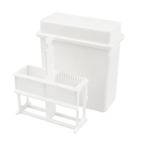 uxcell A14031200ux0237 Plastic Covered 24 Slots Staining Jar Rack White for Microscope Slides - Image 1