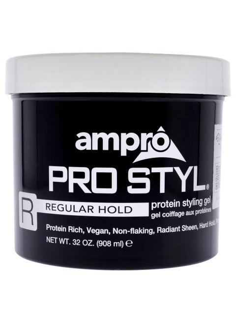 AmPro Pro Styl Styling Gel - Protects and Strengthens Your Strands - Non-Flaking, Alcohol Free, Vegan Formula - Flexible, Touchable Hold for All Hair Textures - Regular - 32 oz