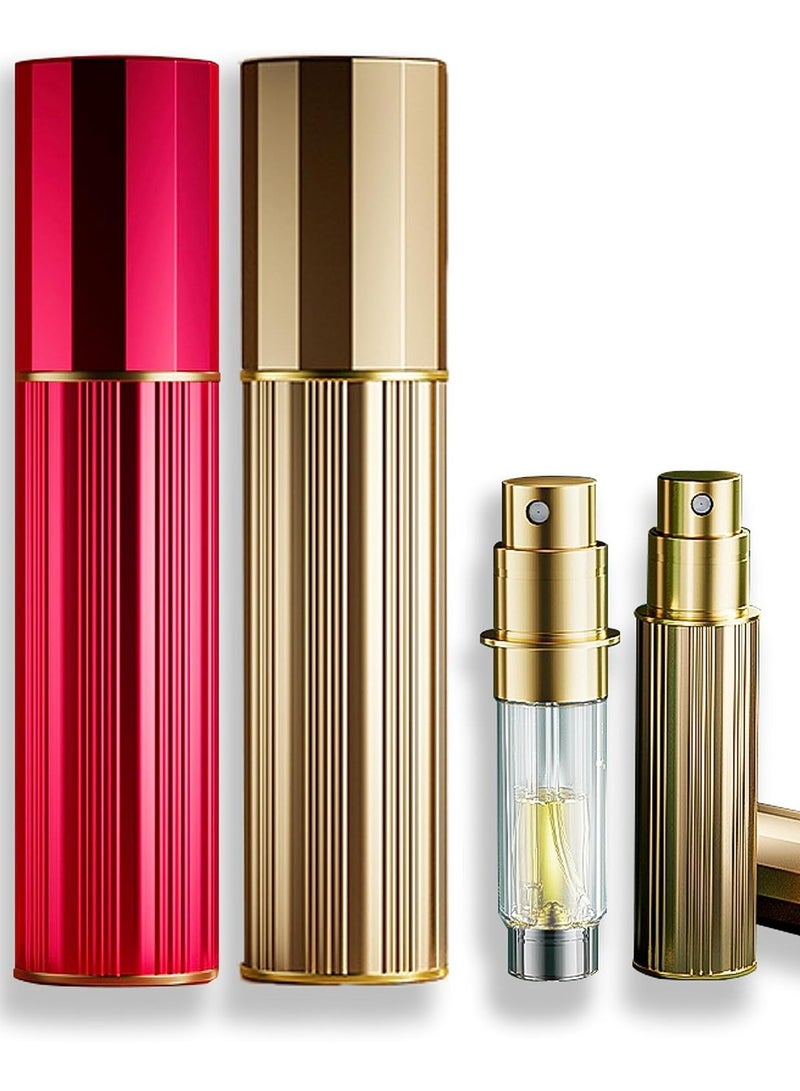 Perfume Refillable Bottle 2 Pcs Purfume Atomiser Travel Bottle Mini 5ML Atomizer Spray Portable Empty Fragrance Container for Aftershave Holiday and Night Out (red/gold) - Image 1
