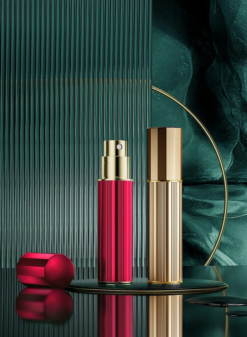 Perfume Refillable Bottle 2 Pcs Purfume Atomiser Travel Bottle Mini 5ML Atomizer Spray Portable Empty Fragrance Container for Aftershave Holiday and Night Out (red/gold) - Image 2