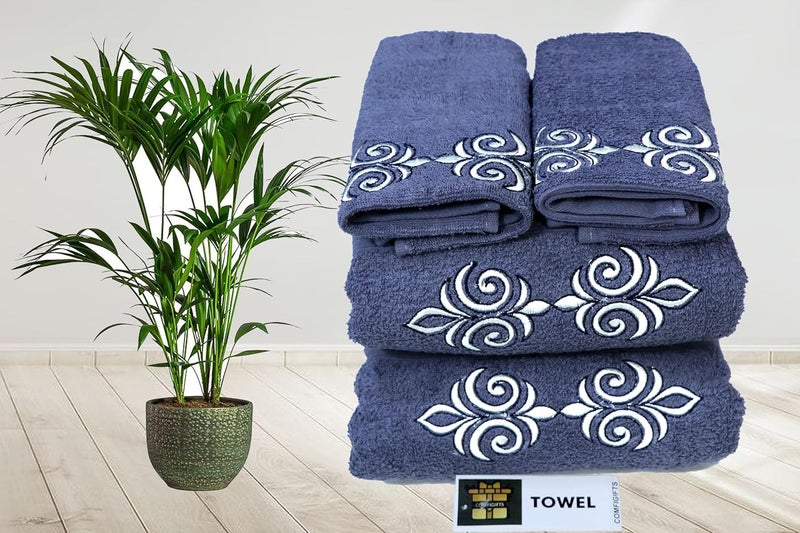 COMFIGIFTS 100% Cotton 4 Piece Towel Set | 2 Bath Towels & 2 Hand Towels | 370 GSM | Soft, Absorbent, Lightweight Towels with Computerized Embroidery - Image 2