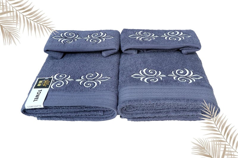 COMFIGIFTS 100% Cotton 4 Piece Towel Set | 2 Bath Towels & 2 Hand Towels | 370 GSM | Soft, Absorbent, Lightweight Towels with Computerized Embroidery - Image 3