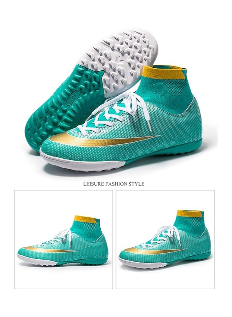 Fashion Football Boots, Unisex High-Top Soccer Athletics Training Sport Football Shoes, Non-Slip Soccer Shoes Sneakers for Child Teens Boy Girl Adult - Image 2
