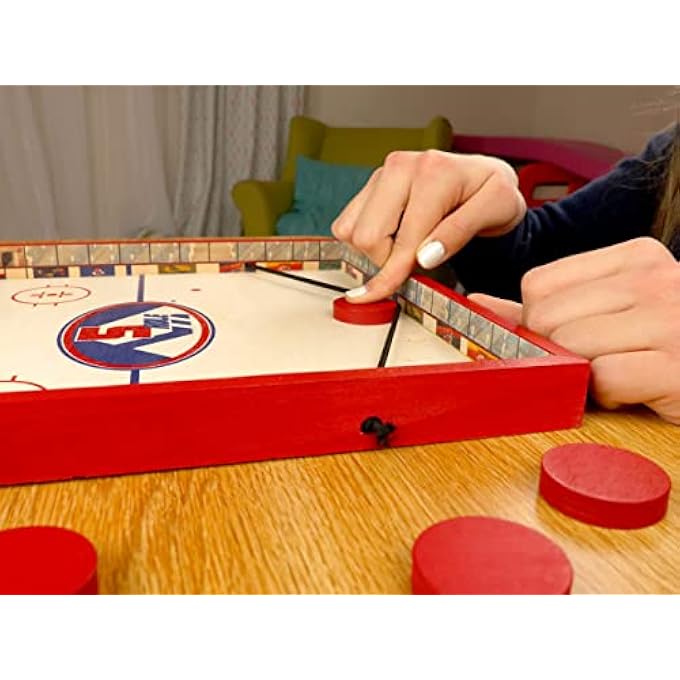 Regal Games 5 Hole  Fun Fast FamilyFriendly Finger Hockey Puck Game  Includes 1 Gameboard 5 Red Pucks 5 Black Pucks  Ideal for 2 Players Ages 6 - Image 3