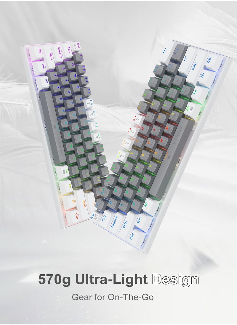 إي-يوسو - لوحة مفاتيح ميكانيكية ميكانيكية Z-11 60% سلكية RGB عربية وإنجليزية، لوحة مفاتيح ألعاب مدمجة ذات 61 مفتاحًا بمفاتيح تبديل خطية حمراء (رمادي أبيض) - Image 1