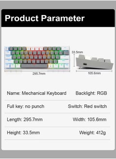 Z-11 60% Wired RGB Arabic & English Mechanical Keyboard,61 Keys Compact Gaming Keyboard with Linear Red Switches (Grey White) - pzsku/Z543F86F24EE207A0CA07Z/45/_/1728379078/ec7149d7-7f8c-443a-857f-9cfdf4ae04a6