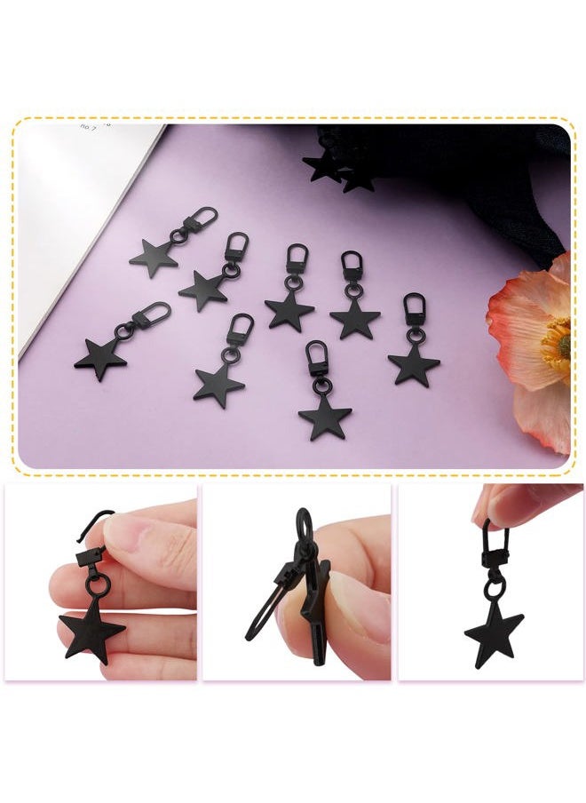 AIEX 10pcs Metal Zipper Pulls Replacement, Zinc Alloy Zipper Pull Charm Five-Pointed Star Shaped Zipper Pull Repair Kit for Clothing Jacket Jeans Pants Wallet Backpack Suitcase (Black)  - Image 3