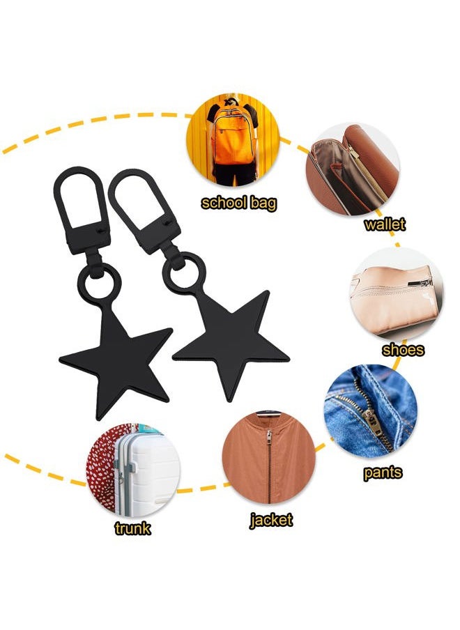 AIEX 10pcs Metal Zipper Pulls Replacement, Zinc Alloy Zipper Pull Charm Five-Pointed Star Shaped Zipper Pull Repair Kit for Clothing Jacket Jeans Pants Wallet Backpack Suitcase (Black)  - Image 5