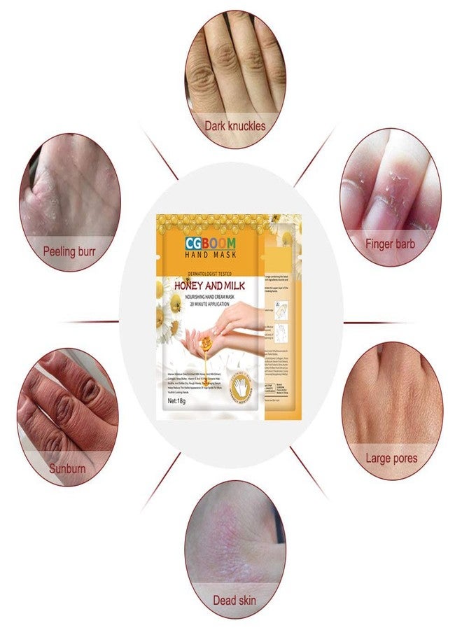 CGBOOM 5 Pairs Hand Masks Moisturizing Gloves, Hand Skin Repair Renew Mask Infused Collagen, Vitamins + Natural Plant Extracts for Dry, Aging, Cracked Hands (Honey and Milk) - Image 5