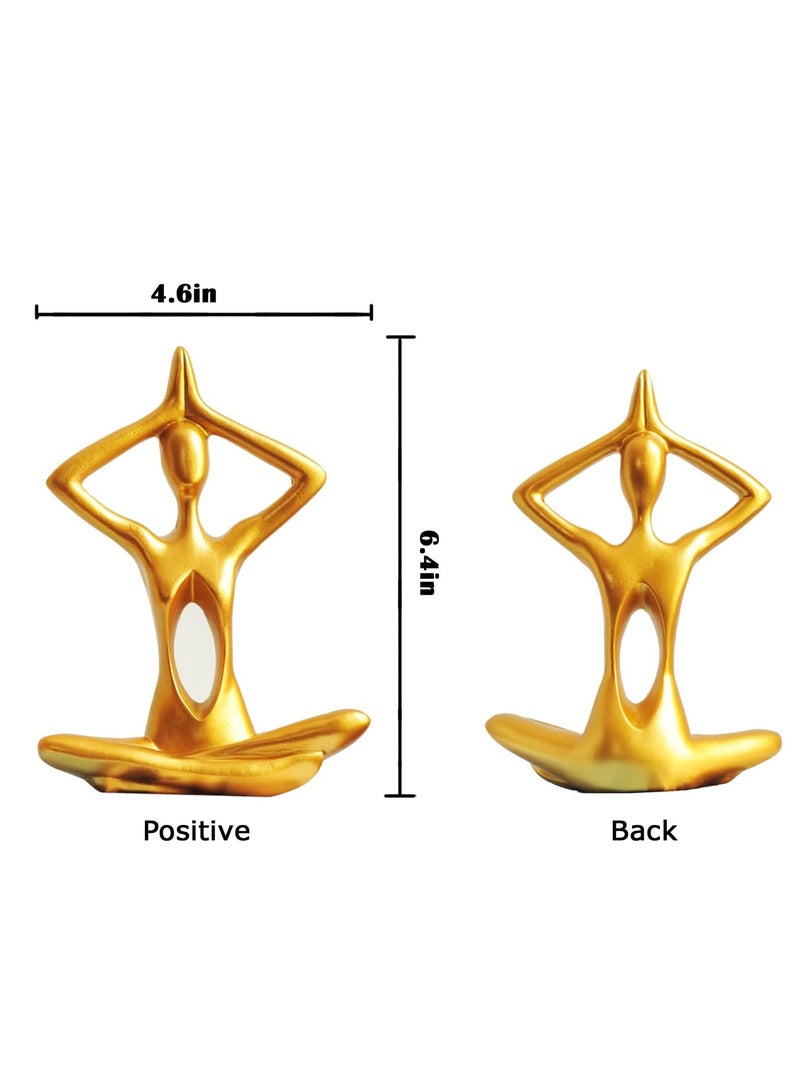 Nariele 3Pcs Gold Figurines, Yoga Statues, Golden Abstract Sitting Sculpture, Resin Table Decor, Home Decor, Bookshelf Decor, Modern Style, Collectible Statues, Living room and Desk Ornaments - Image 5